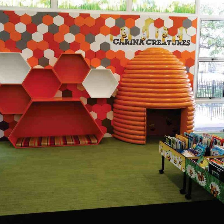 Library fitouts, Carina Library childrens area beehive reading nook